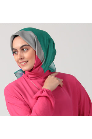 Pamuk İpek Eşarp - Asimetrik Desen - Benetton