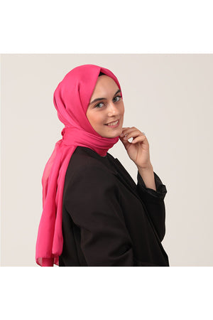 Janjanlı Şifon Şal - Fuşya