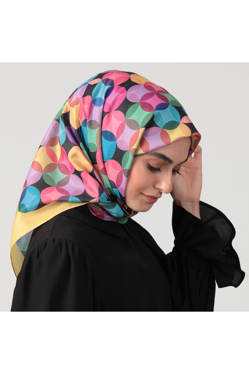 Pamuk Ipek Eşarp - Ring Desen - Sarı