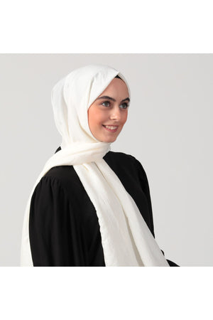 Pamuk Vual Şal - Krem