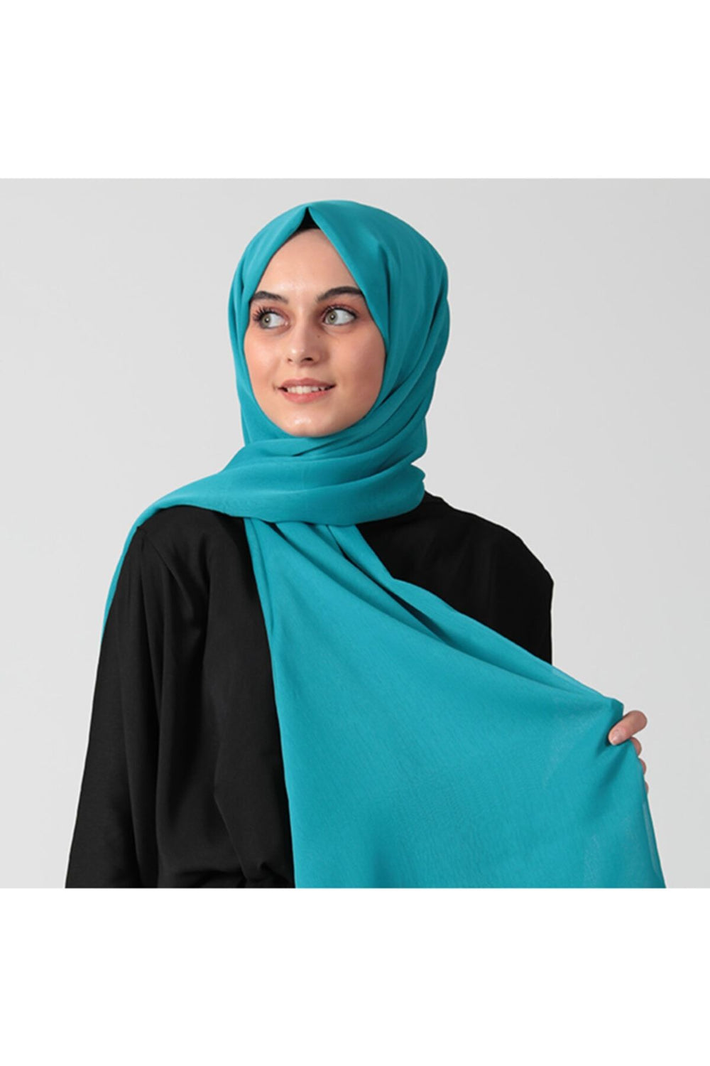 Janjanlı Şifon Şal - Turkuaz