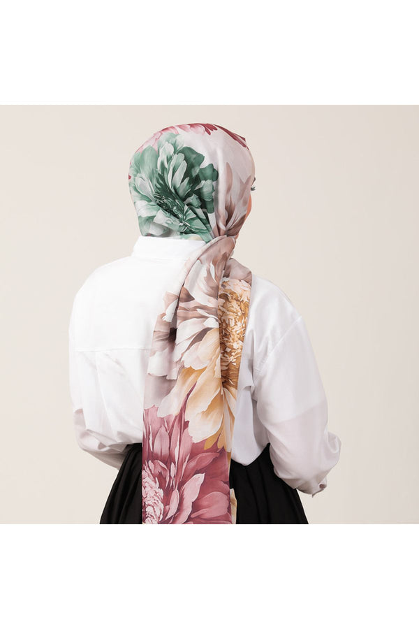 Pamuk İpek Şal - Lotus Desen - Bordo