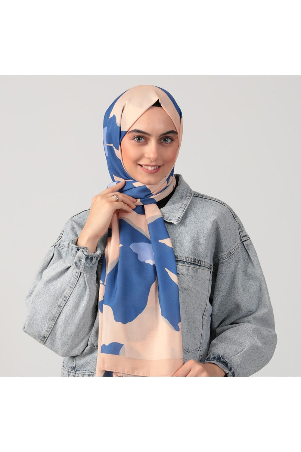 Pamuk İpek Şal - Açelya Desen - Yavruağzı