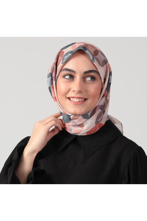 Pamuk İpek Eşarp - Ring Desen - Latte