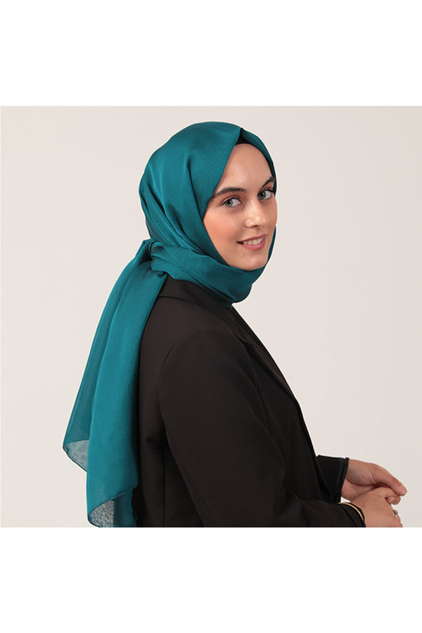 Janjanlı Şifon Şal - Petrol Yeşili