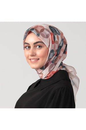 Pamuk İpek Eşarp - Ring Desen - Latte