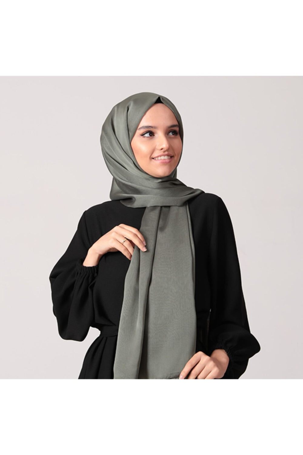 Janjanlı Şifon Şal - Ceviz Yeşili