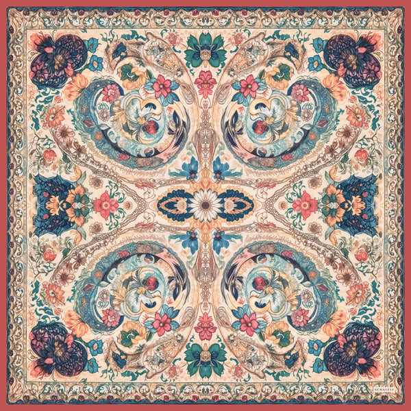 Efilia Desenli Eşarp - Çiçek Tahtı - Pudra