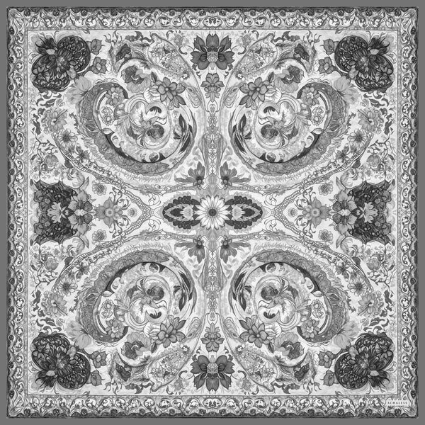 Efilia Desenli Eşarp - Çiçek Tahtı - Gri