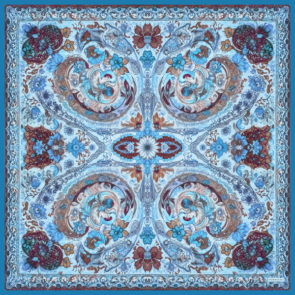 Efilia Desenli Eşarp - Çiçek Tahtı - İndigo