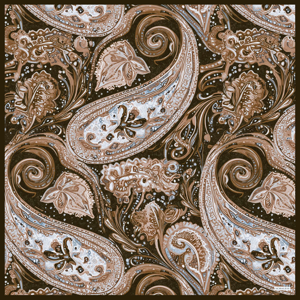 Efilia Desenli Eşarp - Kozmik Paisley - Kahverengi