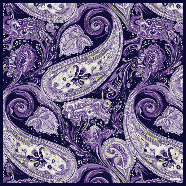 Efilia Desenli Eşarp - Kozmik Paisley - Mor