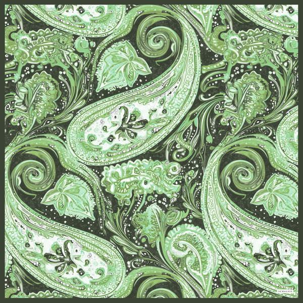 Efilia Desenli Eşarp - Kozmik Paisley - Yeşil