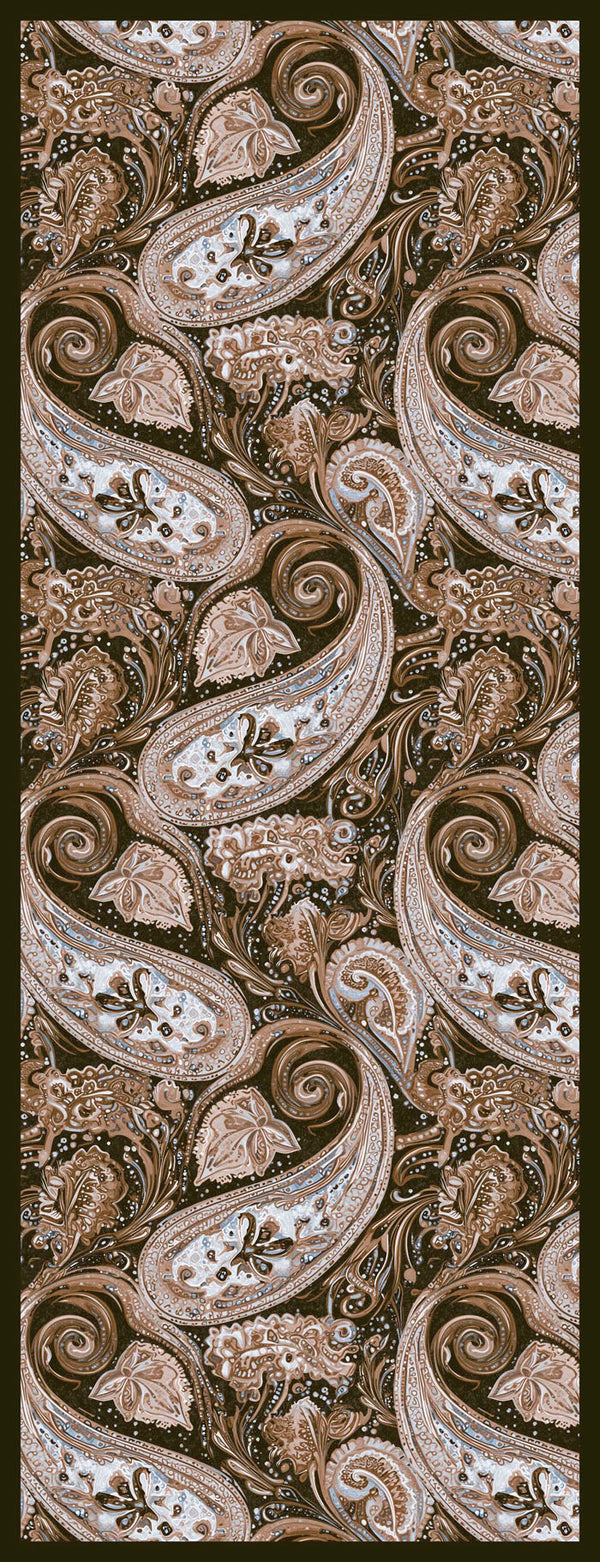 Efilia Desenli Şal - Kozmik Paisley - Kahverengi