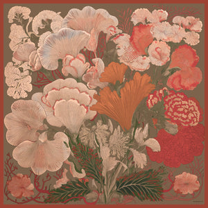 Efilia Desenli Eşarp - Mercan Bahçesi - Bordo