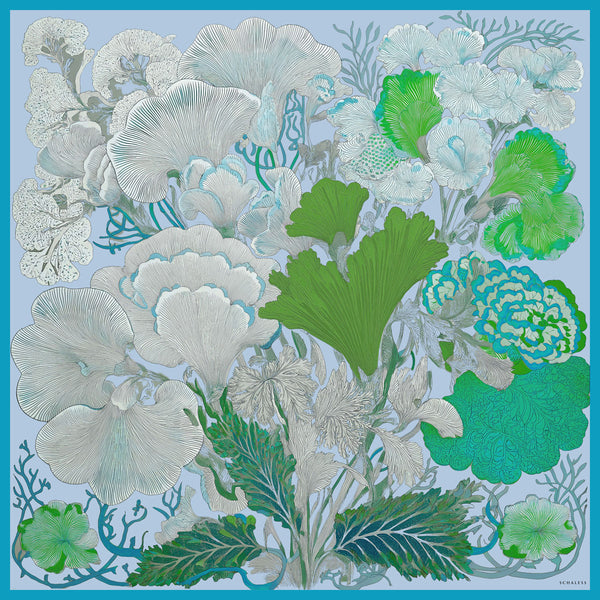 Efilia Desenli Eşarp - Mercan Bahçesi - Mavi