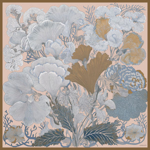 Efilia Desenli Eşarp - Mercan Bahçesi - Bej