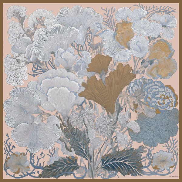 Efilia Desenli Eşarp - Mercan Bahçesi - Bej