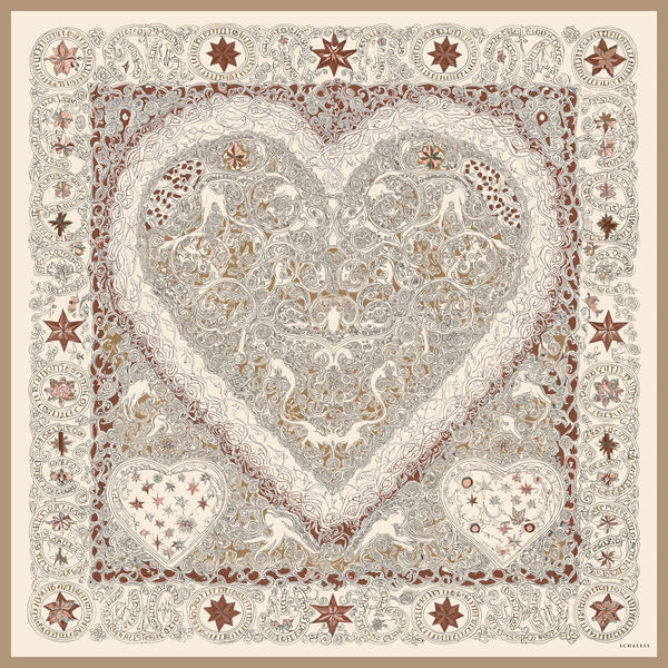 Efilia Desenli Eşarp - Sonsuz Aşk - Bej