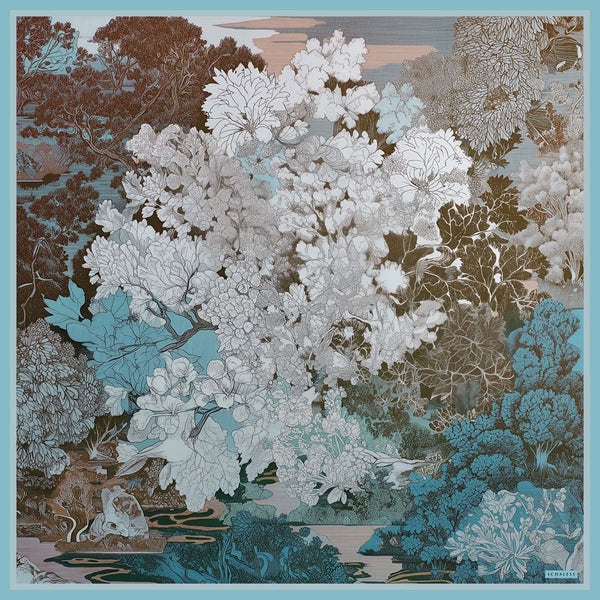 Efilia Desenli Eşarp - Sessiz Mevsimler - Turkuaz