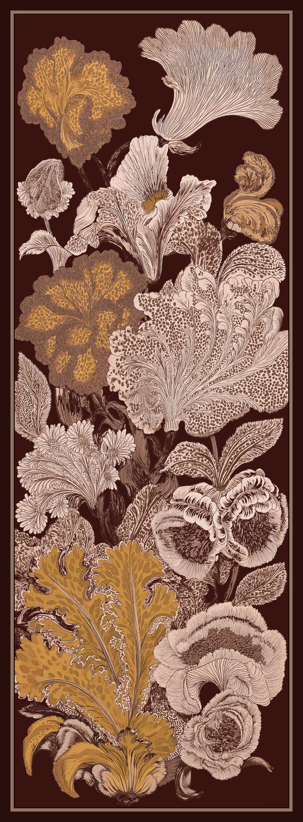 Efilia Desenli Şal - Mercan Bahçesi - Koyu Kahve