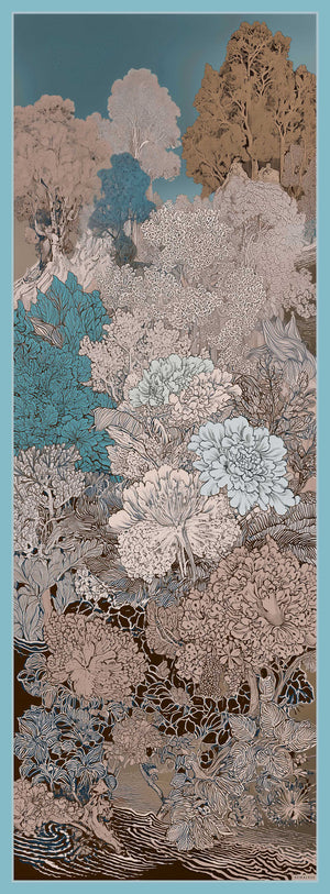 Efilia Desenli Şal - Sessiz Mevsimler - Turkuaz