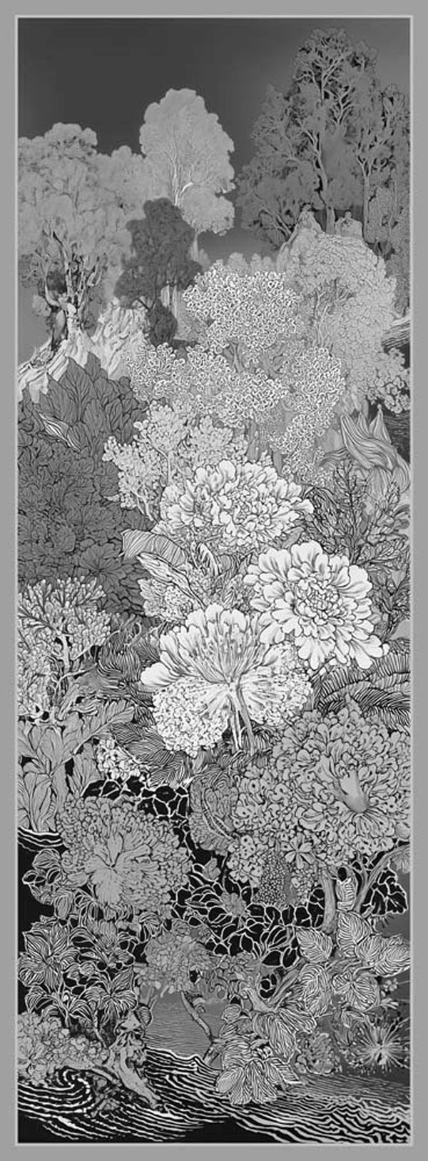 Efilia Desenli Şal - Sessiz Mevsimler - Gri