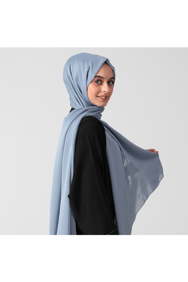 Janjanlı Şifon Şal - Buz Mavisi