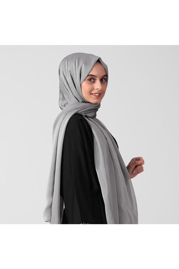 Janjanlı Şifon Şal - Gümüş