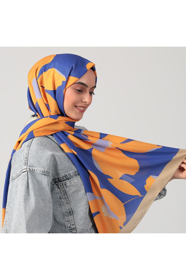 Pamuk İpek Şal - Açelya Desen - Orange