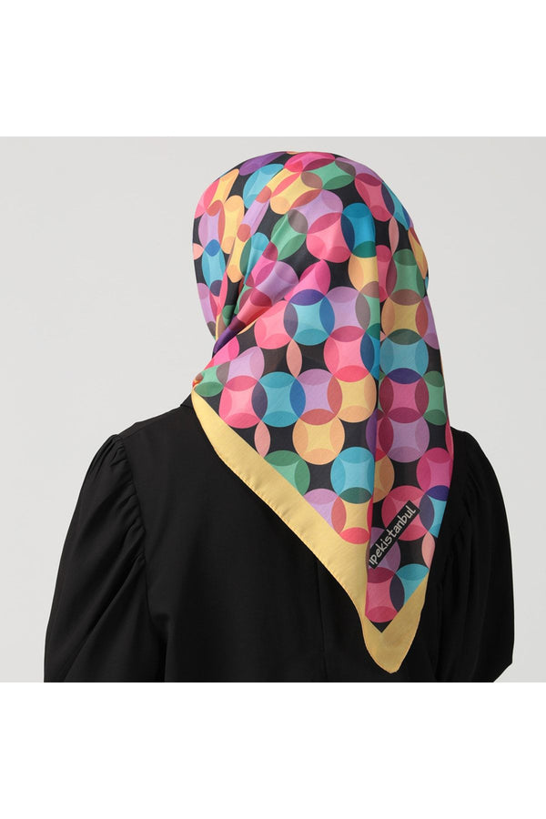 Pamuk Ipek Eşarp - Ring Desen - Sarı