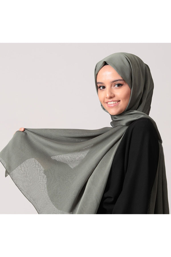 Janjanlı Şifon Şal - Ceviz Yeşili