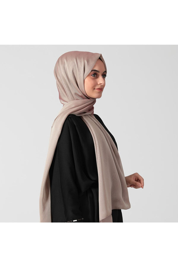 Janjanlı Şifon Şal - Bej Bordo