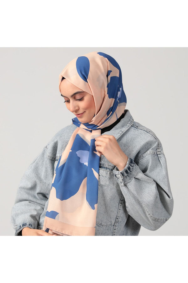 Pamuk İpek Şal - Açelya Desen - Yavruağzı