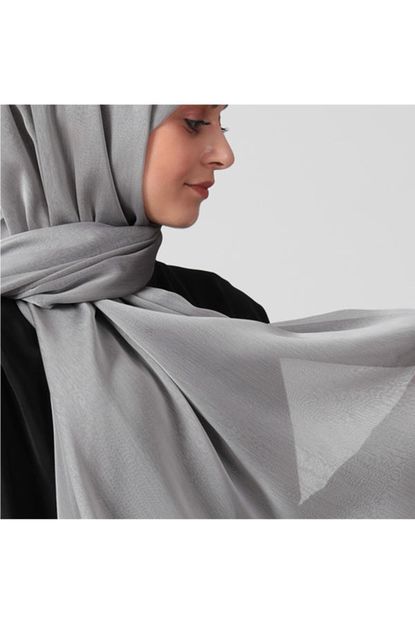 Janjanlı Şifon Şal - Gümüş