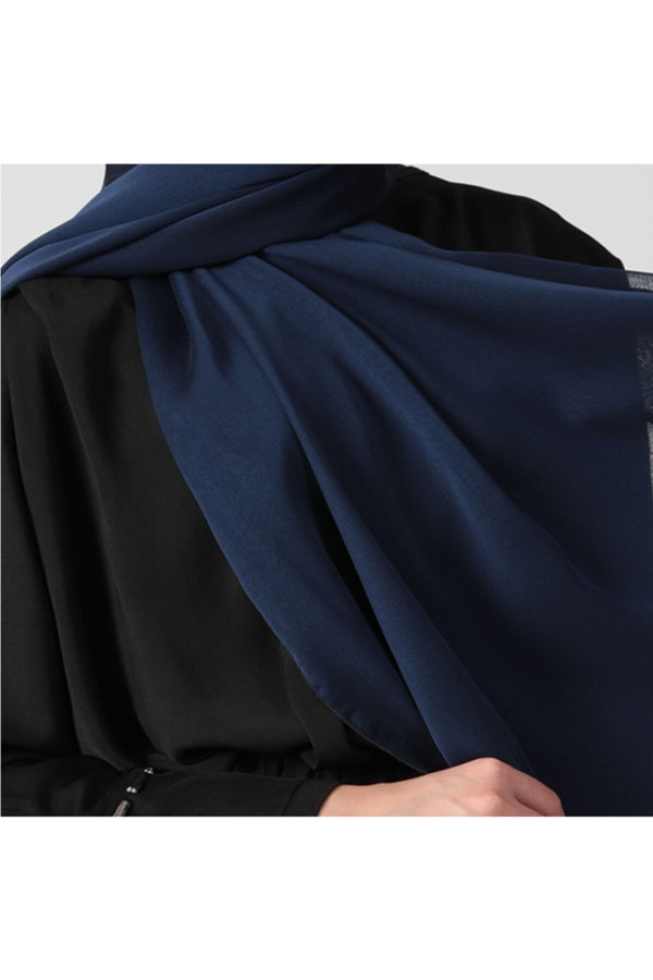 Janjanlı Şifon Şal - Lacivert