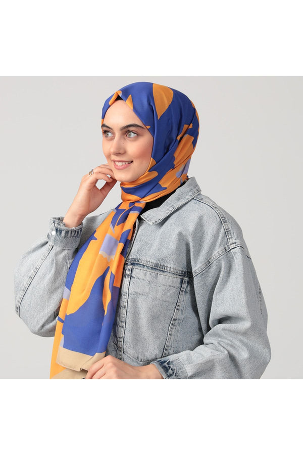 Pamuk İpek Şal - Açelya Desen - Orange