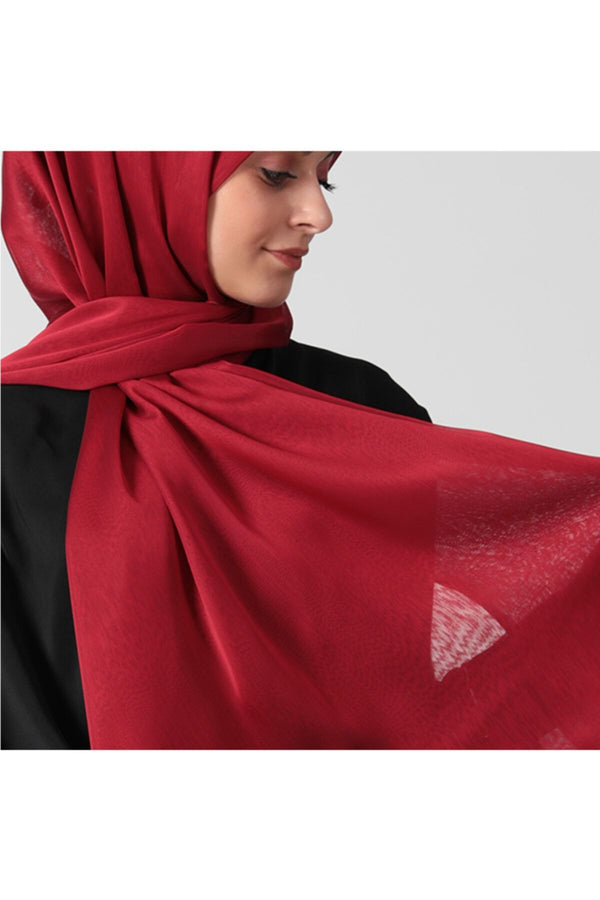 Janjanlı Şifon Şal - Bordo