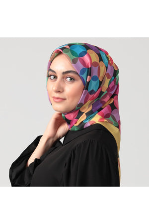 Pamuk Ipek Eşarp - Ring Desen - Sarı