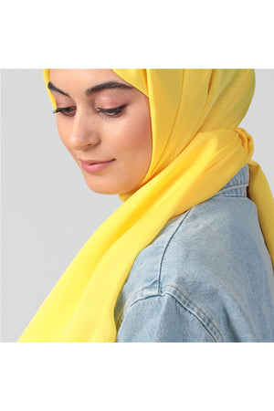 Janjanlı Şifon Şal - Yellow