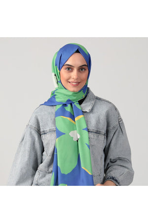 Pamuk İpek Şal - Açelya Desen - Fıstık