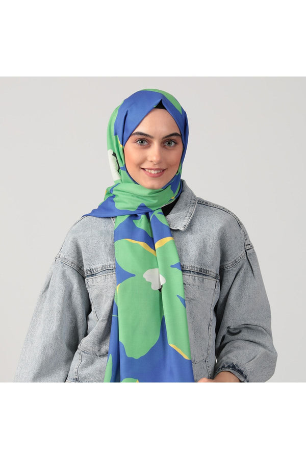 Pamuk İpek Şal - Açelya Desen - Fıstık