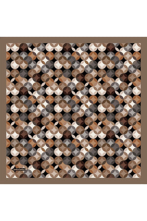 Pamuk Ipek Eşarp - Ring Desen - Kahverengi