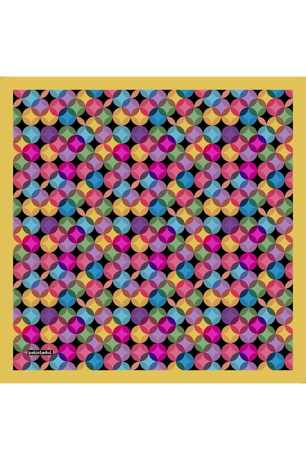 Pamuk Ipek Eşarp - Ring Desen - Sarı