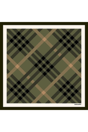 Pamuk İpek Eşarp - Ekose Desen - Haki