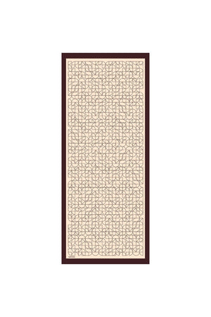 Pamuk Ipek Şal - Geometrik Desen - Acı Kahve