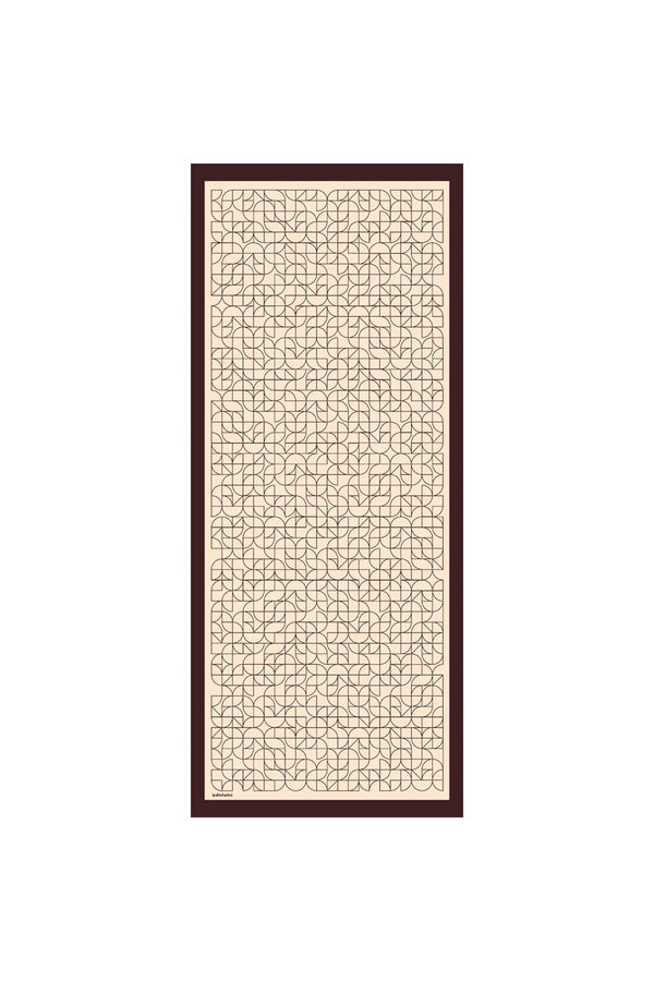 Pamuk Ipek Şal - Geometrik Desen - Acı Kahve