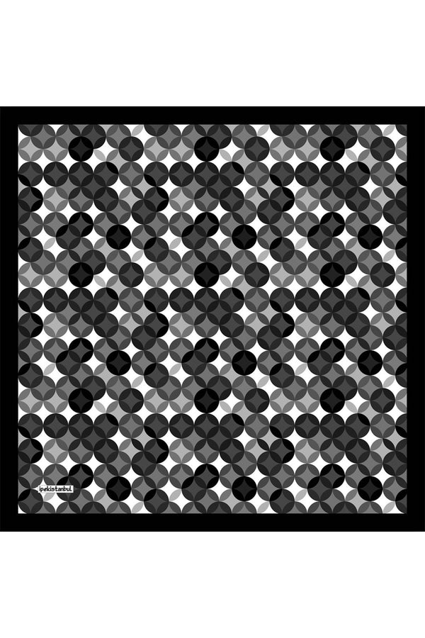 Pamuk İpek Eşarp - Ring Desen - Siyah