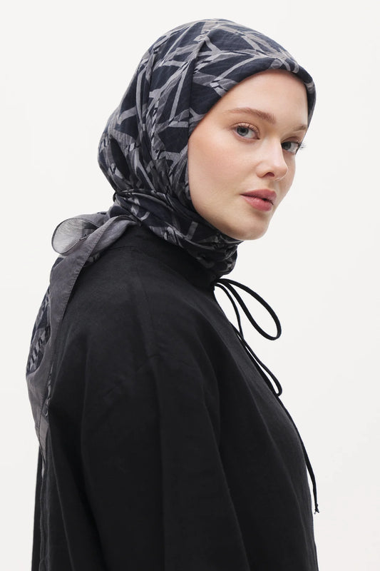 Tensel Eşarp - Üçgen Desen - Füme
