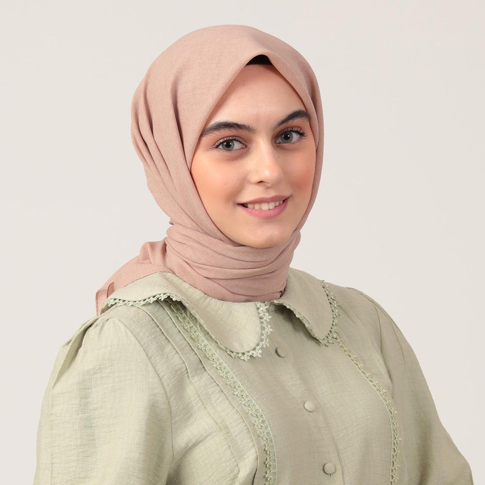 Yazlık Denim Eşarp - Açık Pudra